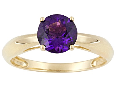 1.20ct Round Uruguayan Amethyst 14k Yellow Gold Solitaire Ring
